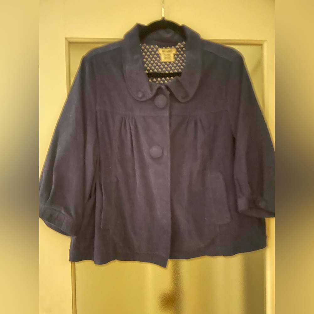 At Last Vintage Style Navy Blue Cropped Jacket